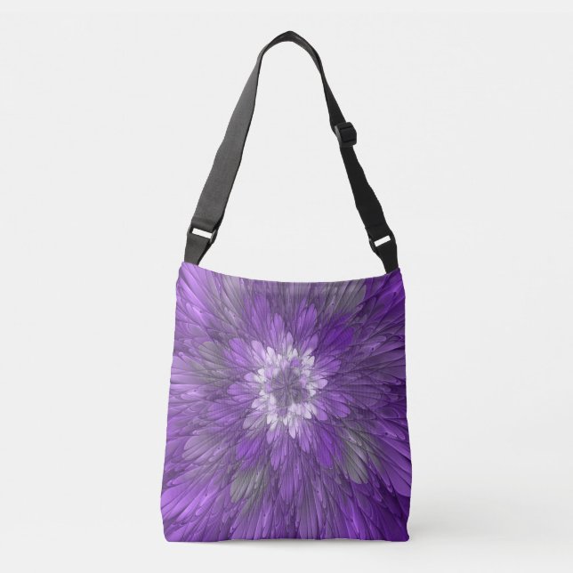 Sac Ajustable Fleur psychédélique violette Abstraite Fractal Art (Devant)