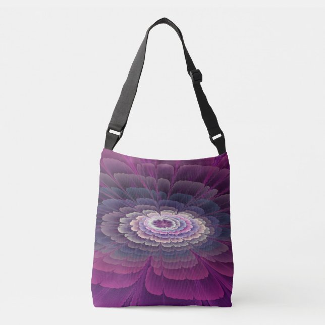 Sac Ajustable Fleur rayante Coloré Abstrait Fractal Art rose (Devant)