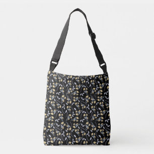 Sac Ajustable Fleur sauvage d'or sur noir