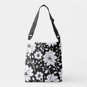 Sac Ajustable Fleur simple noir et blanc Motif sans couture