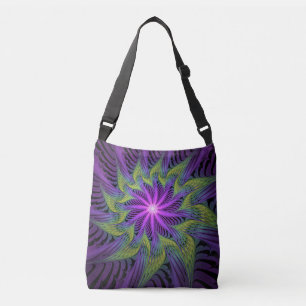 Sac Ajustable Fleuron vert violet Art Abstrait fractal moderne