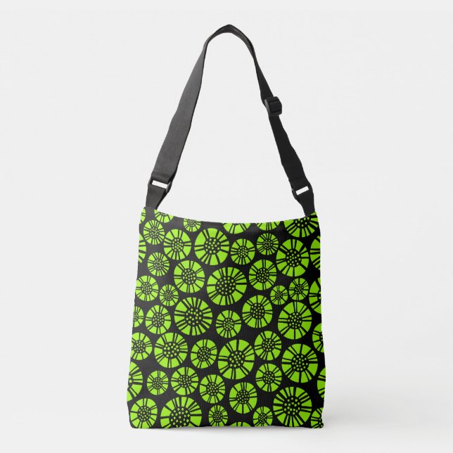 Sac Ajustable Fleurs Abstraites 031023 - Chartreuse sur Noir (Devant)