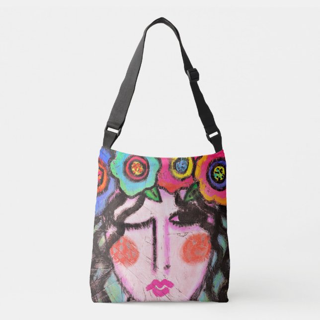 Sac Ajustable Fleurs dans ses cheveux Art Abstrait (Devant)