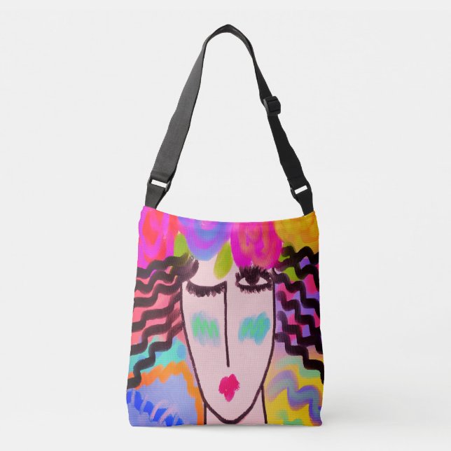 Sac Ajustable Fleurs dans ses cheveux Peinture Abstraite (Devant)