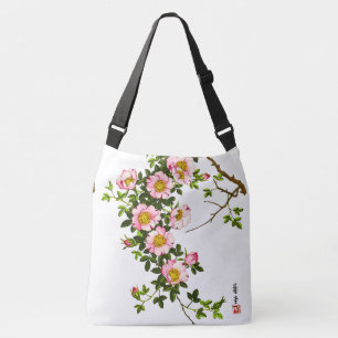 Sac Ajustable Fleurs de cerisier japonaises vintages, rose et or