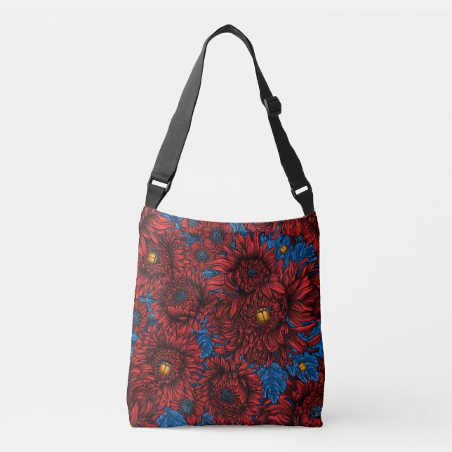 Sac Ajustable Fleurs de chrysanthème rouge et coléoptères orange (Devant)