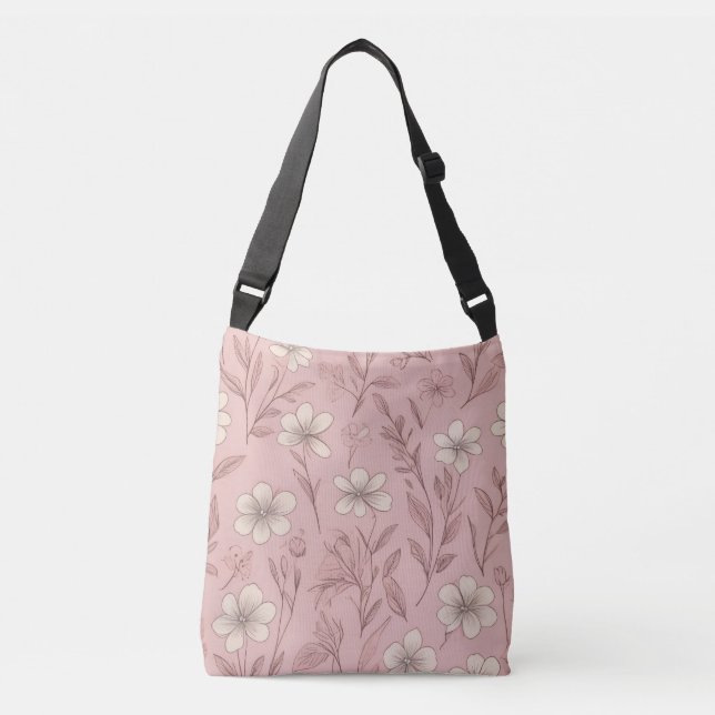 Sac Ajustable Fleurs de Cottage Rose Tendre (Devant)