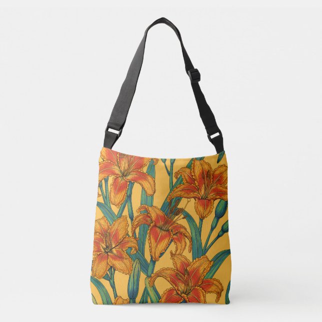 Sac Ajustable Fleurs de jour tawny, bleu et jaune (Devant)