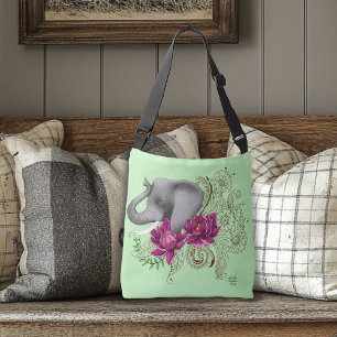 Sac Ajustable Fleurs de lotus henné éléphant