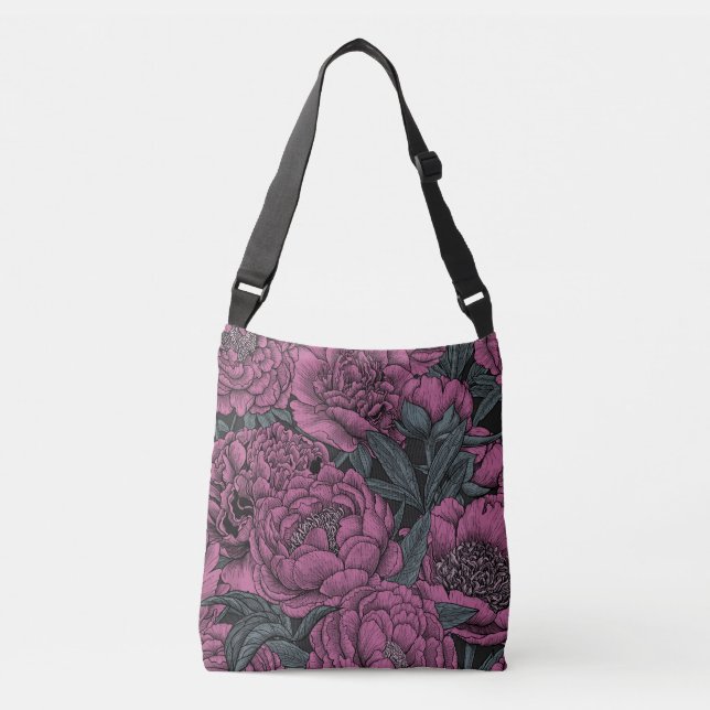 Sac Ajustable Fleurs de pivoines violettes (Devant)