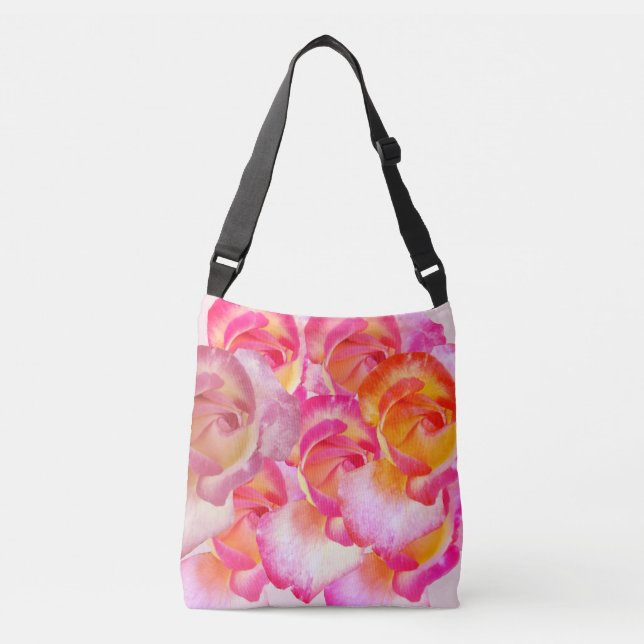 Sac Ajustable Fleurs de rose rose PhotoTote (Devant)