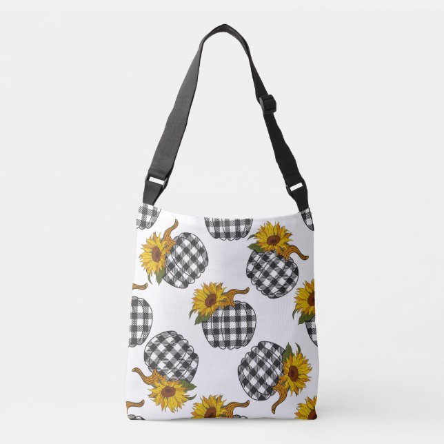 Sac Ajustable Fleurs de soleil, citrouille plaid, décoration de  (Devant)