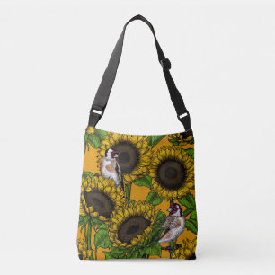 Sac Ajustable Fleurs de soleil et ailerons d'or sur orange