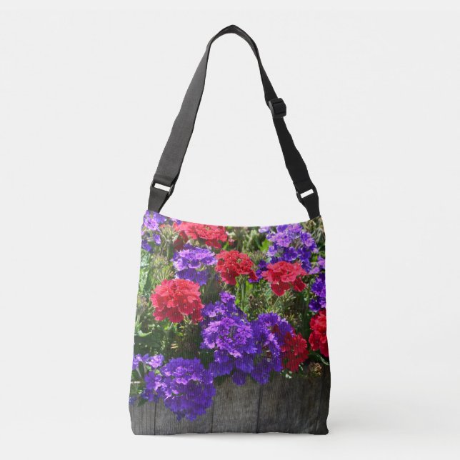 Sac Ajustable Fleurs de Verveine rouges et violettes (Devant)