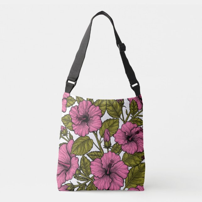 Sac Ajustable Fleurs d'hibiscus roses (Devant)