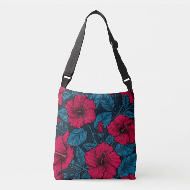 Sac Ajustable Fleurs d'hibiscus rouges (Devant)