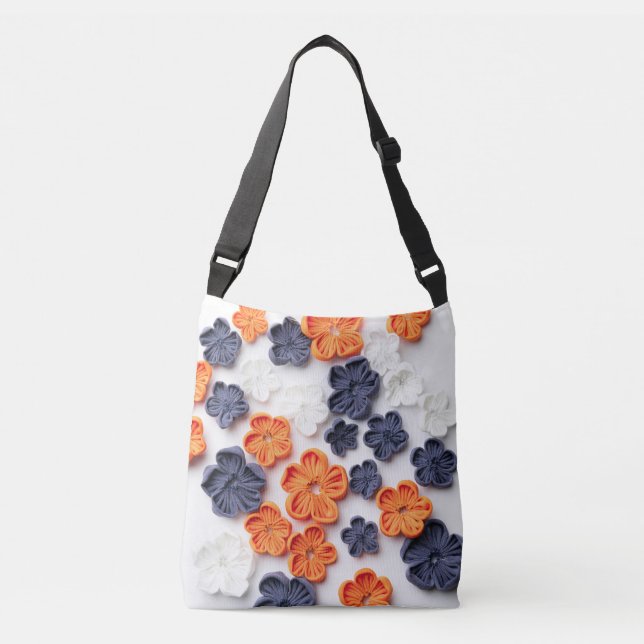 Sac Ajustable Fleurs en tissu cousu à la main printemps orange b (Devant)
