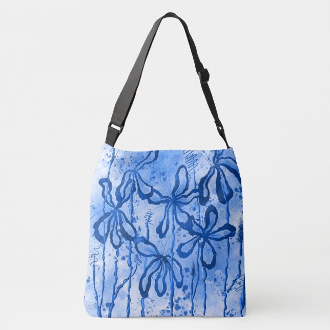 Sac Ajustable Fleurs encrées Abstraites en bleu (Dos)