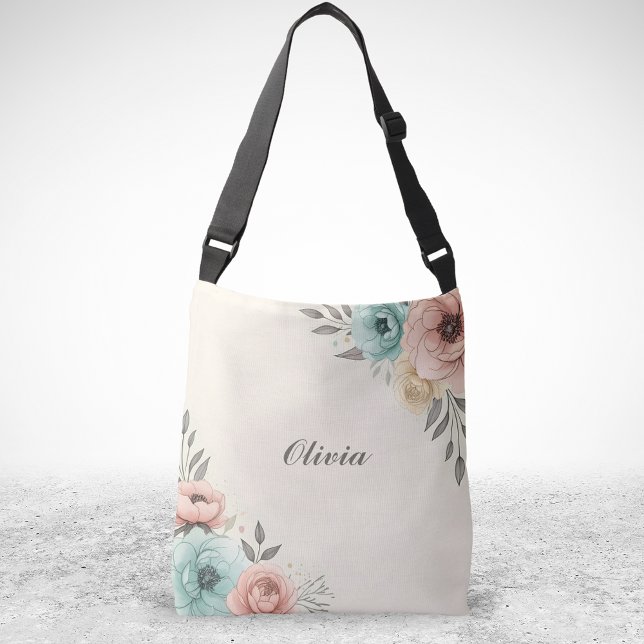 Sac Ajustable Fleurs Esquissées Aquarelle Délicate  (Créateur téléchargé)