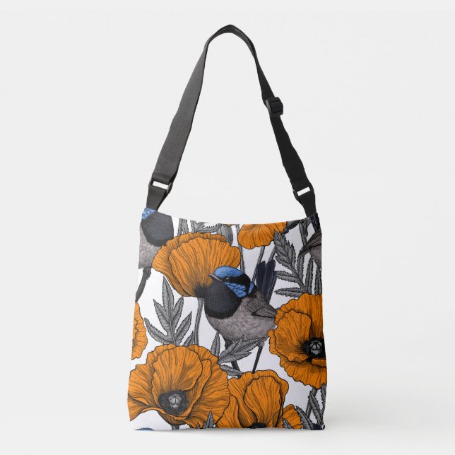 Sac Ajustable Fleurs et fleurs de pavot orangé 2 (Devant)