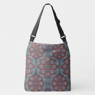 Sac Ajustable "Fleurs et lauriers" motif arabe, gris, rouge