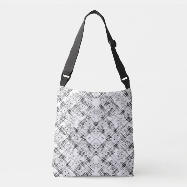 Sac Ajustable Fleurs et rayures monochromes stylisées (Devant)