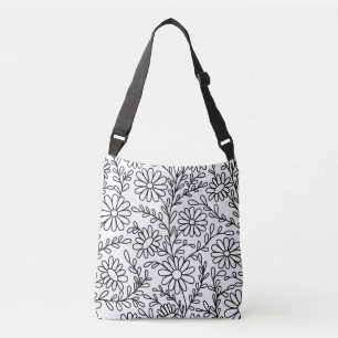 Sac Ajustable Fleurs florales de couleur noire et blanche pour a