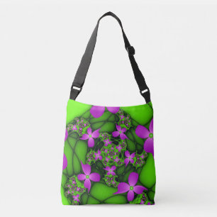 Sac Ajustable Fleurs fractales abstraites modernes néon rose ver