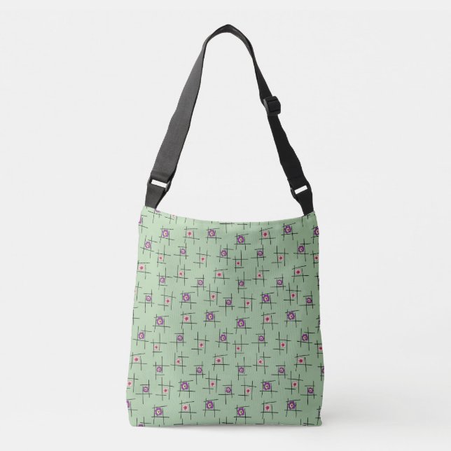 Sac Ajustable Fleurs géométriques et bâtons sur fond vert (Devant)