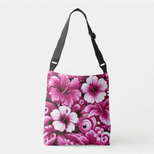 Sac Ajustable Fleurs hawaïennes tropicales Hibiscus rose blanc