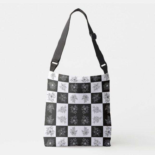 Sac Ajustable Fleurs monochromes et motif en damier (Devant)