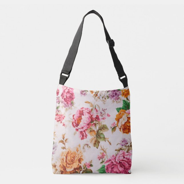 Sac Ajustable Fleurs roses et orange exquises. Shabby Chic (Devant)