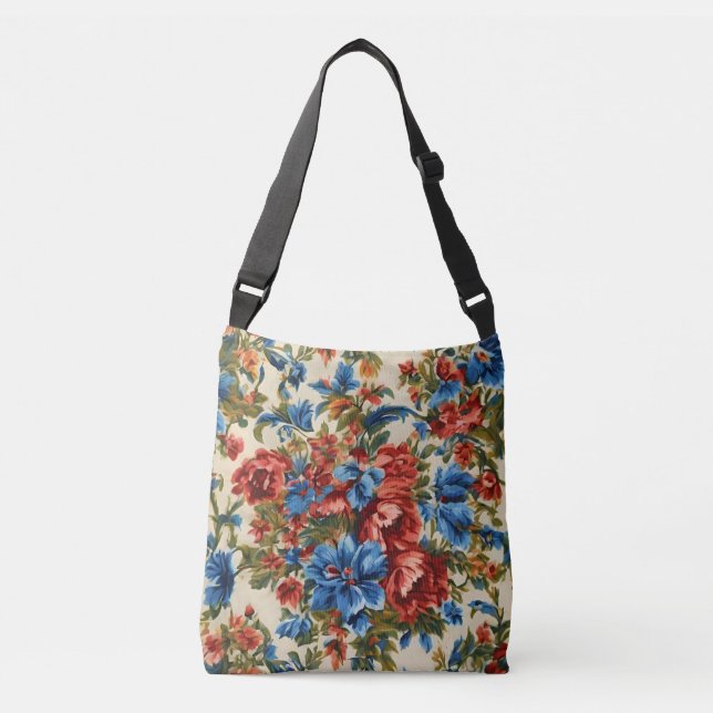 Sac Ajustable Fleurs rouges et bleues italiennes avec Feuilles l (Devant)