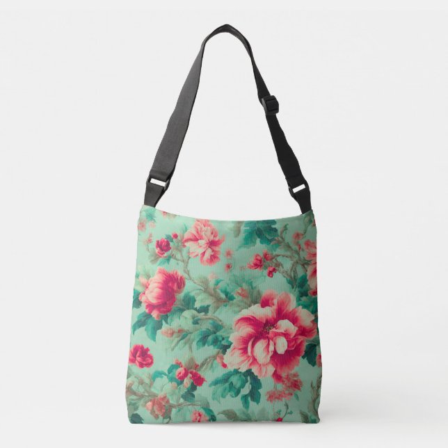Sac Ajustable Fleurs rouges exquises et Feuilles verts (Devant)