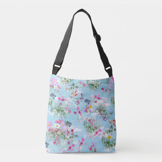 Sac Ajustable Fleurs sauvages contre un ciel bleu (Devant)
