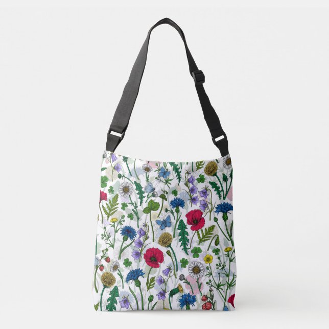 Sac Ajustable Fleurs sauvages sur blanc cassé (Devant)
