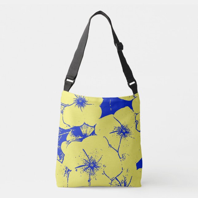 Sac Ajustable Fleurs tropicales jaunes bleues (Devant)