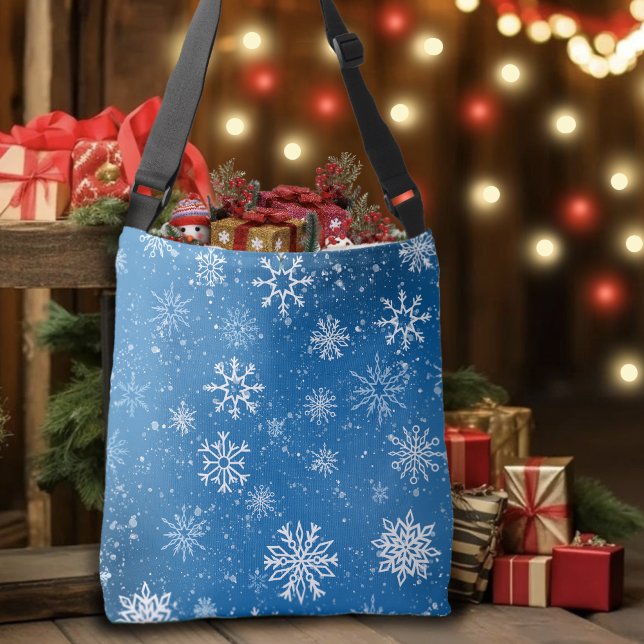 Sac Ajustable Flocons de Neige Bleus Classique Hiver Blanc (Créateur téléchargé)