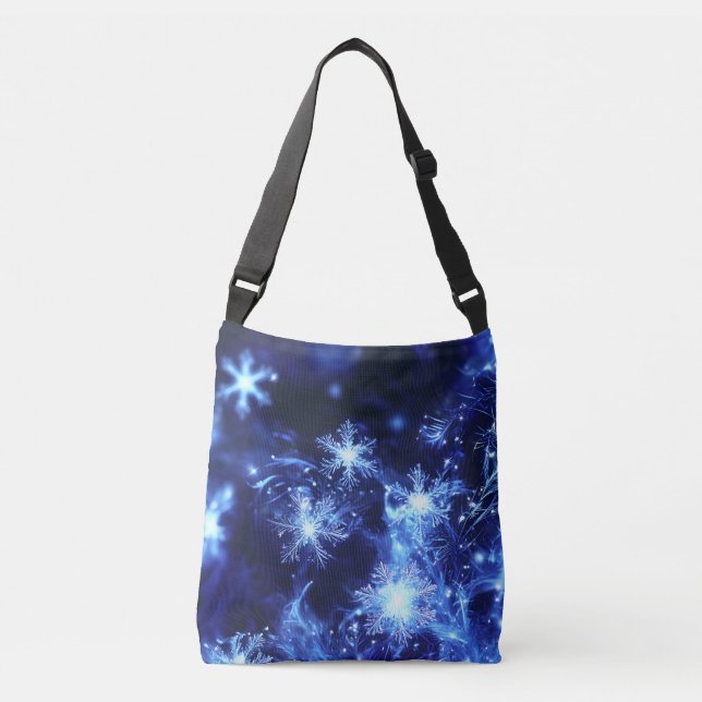 Sac Ajustable Flocons de neige bleus scintillants d'hiver (Devant)