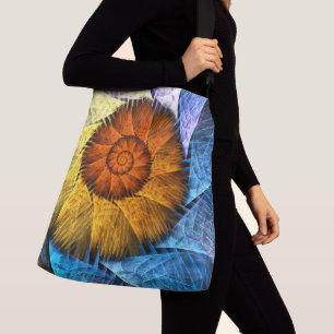 Sac Ajustable Floral Orange Bleu Jaune Art Abstrait