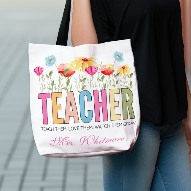 Sac Ajustable Floral Teacher Grow With Love (Créateur téléchargé)