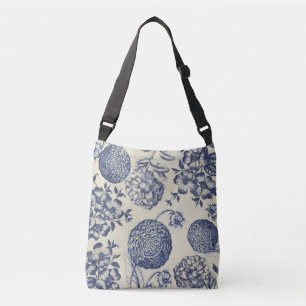 Sac Ajustable Flore d'impression florale de fleurs bleues antiqu