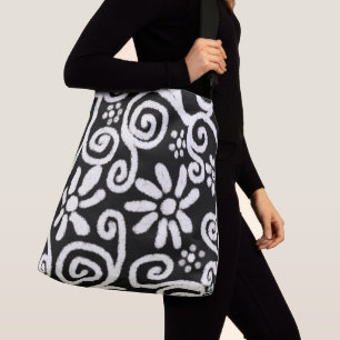 Sac Ajustable Flore noir blanc & Fleurs Fleurs Fleurs Fleurs Fle