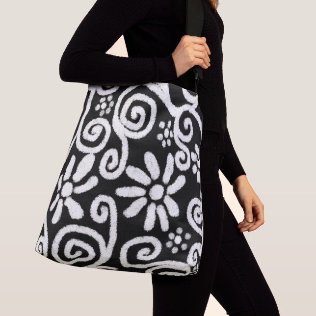 Sac Ajustable Flore noir blanc & Fleurs Fleurs Fleurs Fleurs Fle (De près)