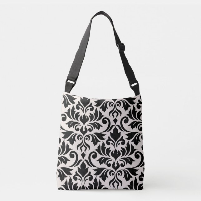 Sac Ajustable Flourissant Damask Art I Black on Cream (Devant)