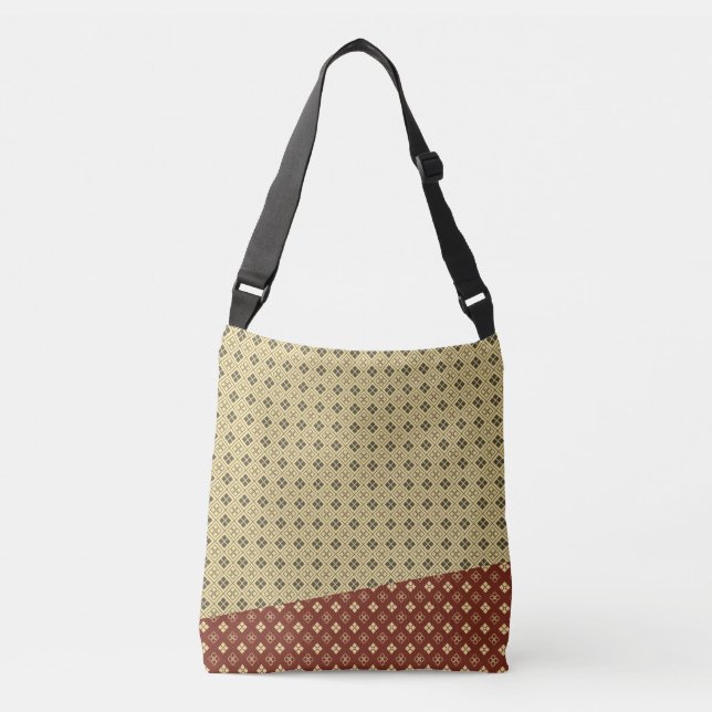 Sac Ajustable Flower and Diamond Pattern Gold Red (Devant)