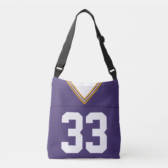 Sac Ajustable Football Jersey, Purple Personnalisé Nom & Numéro (Devant)