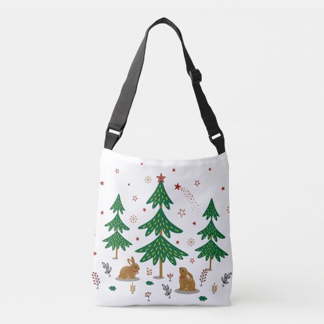 Sac Ajustable Forêt de Noël boisée étoilée avec lapins (Devant)