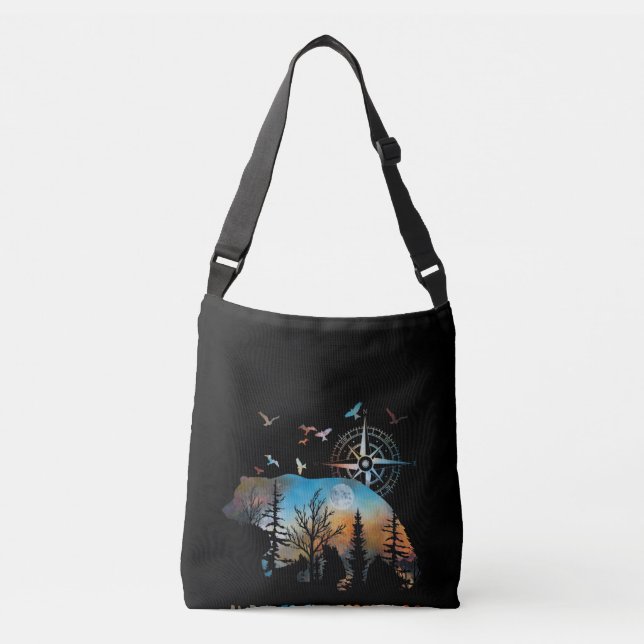 Sac Ajustable Forêt Silhouette Ours Pour Ours Et Amateurs De Nat (Devant)