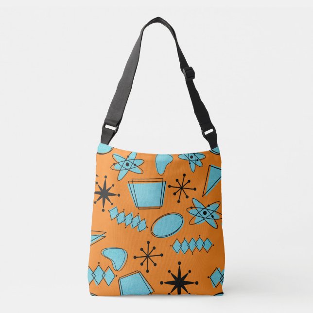 Sac Ajustable Formes atomiques MCM Turquoise sur orange (Devant)